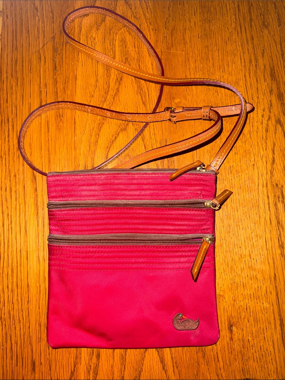Dooney & Bourke Red Crossbody with Tan Strap